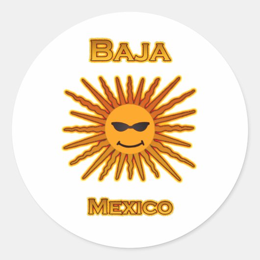 Baja Mexico zon gezicht icoon Ronde Sticker (Voorkant)
