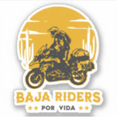 Baja Riders - Motorfiets Avontuurlijk Rijden Sticker (Voorkant)