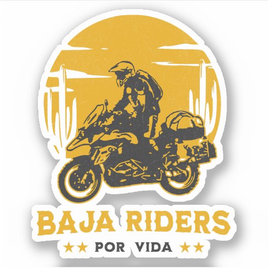 Baja Riders - Motorfiets Avontuurlijk Rijden Sticker (Voorkant)