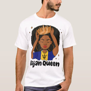 Bajan Koningin Zwart Afro Barbados Vlaggentrots Ba T-shirt