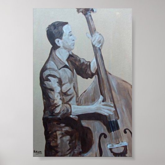 Bajista Hombre Original Oils Artwork Impresiones Poster (Voorkant)