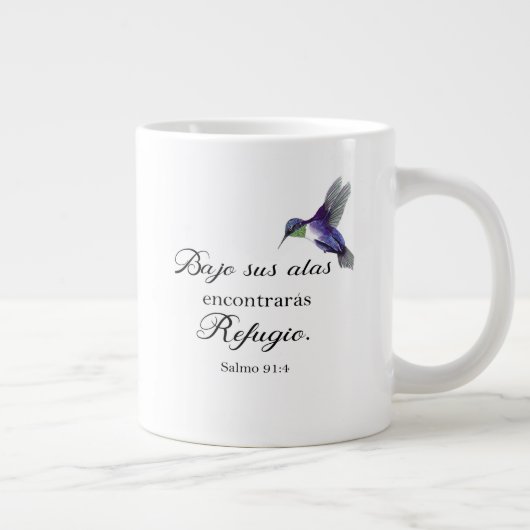 Bajo sus alas Salmo 91 Spaans bijbelvers Grote Koffiekop (Rechts)
