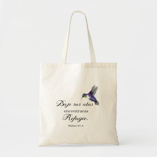 Bajo sus alas spanish bible verse psalm91 tote bag (Voorkant)
