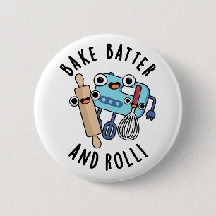 Bak beslag en rol grappige bakpen ronde button 5,7 cm