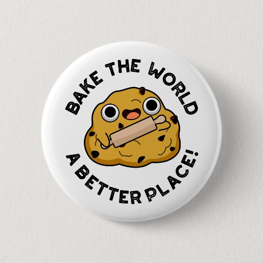 Bak de wereld een betere plaats positieve bakwoord ronde button 5,7 cm (Voorkant)