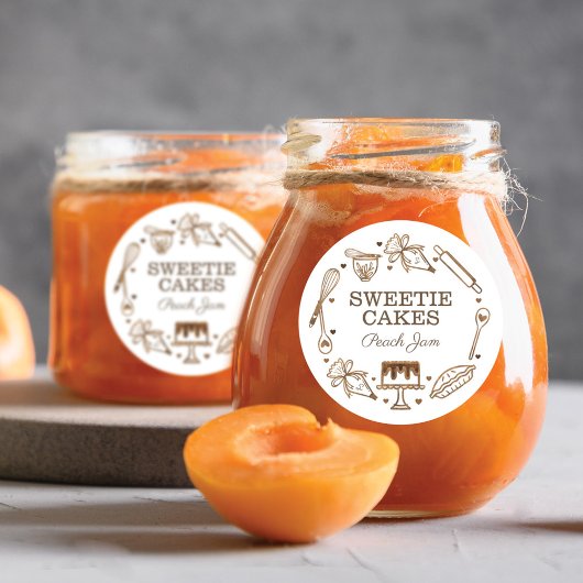 Bak en kookgerei Houtkorrel Ronde Sticker