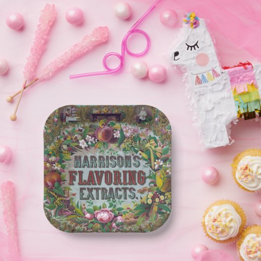 Bak-extracten van Victoriaans bloemfruit Papieren Bordje (Feest)