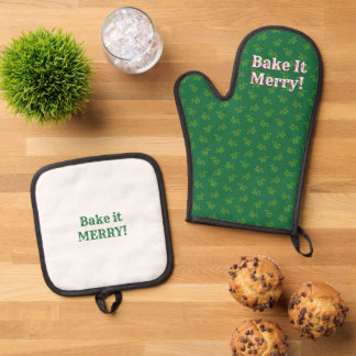 "Bak het vrolijk!" Kerstbakker Ovenwant & Pannenlap Set
