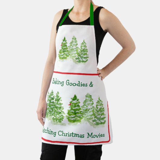 Bak + Kijk naar Kerstfilms Waterverf Bomen Leuk Schort (Insitu)
