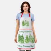 Bak + Kijk naar Kerstfilms Waterverf Bomen Rood Schort (Gedragen)