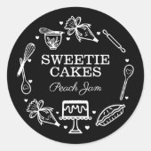 Bak & kookgerei gereedschap Zwart-wit Ronde Sticker (Voorkant)