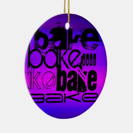 Bak; Levendig Violet Blauw en Magenta Keramisch Ornament (Rechts)