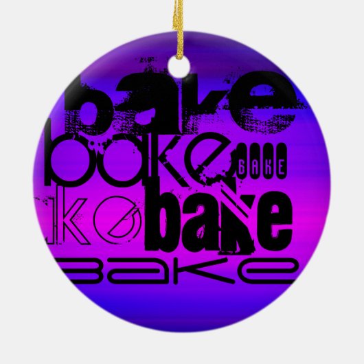 Bak; Levendig Violet Blauw en Magenta Keramisch Ornament (Achterkant)