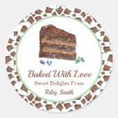Bak met de naam van de liefdesWaterverf Chocolate  Ronde Sticker (Voorkant)