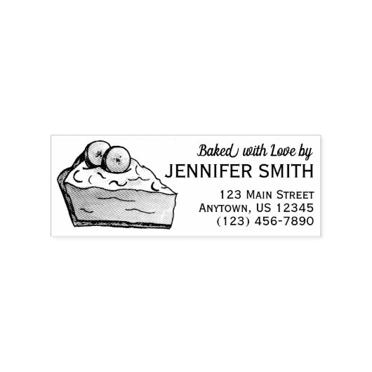 Bak met het Liefde Banana Cream Pie Slice-adres Rubberstempel (Afrduk)