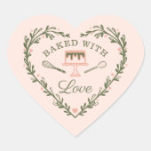Bak met Love Cake Business Bakery Whisk & Cake Hart Sticker (Voorkant)