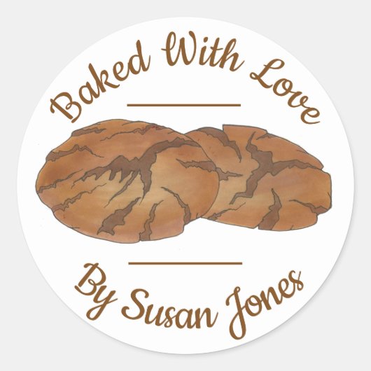 Bak met Love Ginger Snap Biscuit Cookie Ronde Sticker (Voorkant)