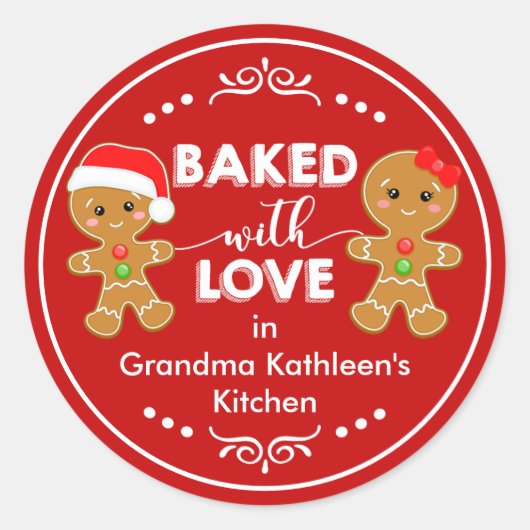Bak met Love Gingerbrood Kinder Baking Ronde Sticker (Voorkant)