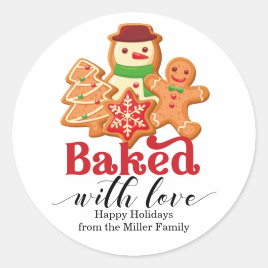 Bak met Love Holiday Cookie Gift Ronde Sticker (Voorkant)