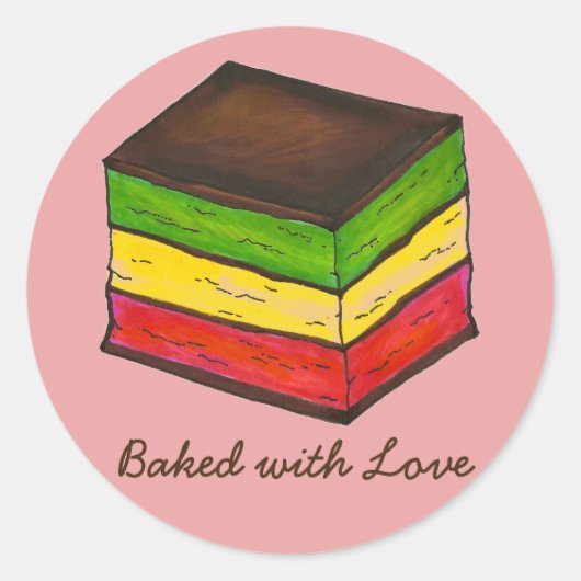 Bak met Love Italiaanse Rainbow Seven Layer Cookie Ronde Sticker (Voorkant)