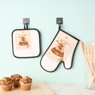"Bak met vertrouwen: premium ovenhandschoenen voor Ovenwant & Pannenlap Set