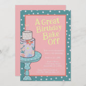 Bak off verjaardagstaart decoreren kaart (Voorkant / Achterkant)