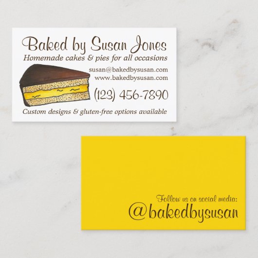 Bak van Boston Cream Pie Cake Slice Bakery Pastry Visitekaartje (Voorkant / Achterkant)