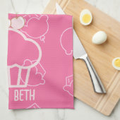 Bak vrolijke roze Keuken Handdoeken (Quarter Fold)