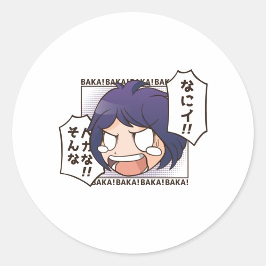 Baka anime ronde sticker (Voorkant)