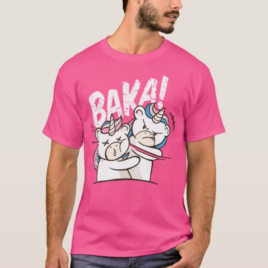 Baka Idiot Grappige Japanse Eenhoorns T-shirt (Voorkant)