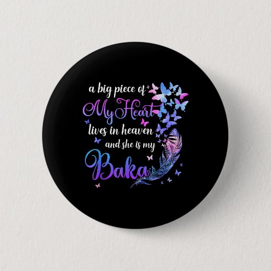 Baka Leeft in de Hemel Herdenking Oma Kleinkind Ronde Button 5,7 Cm (Voorkant)