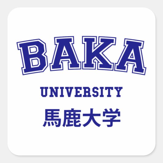 BAKA UNIVERSITEIT VIERKANTE STICKER (Voorkant)
