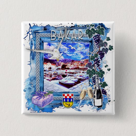 Bakar Vierkante Button 5,1 Cm (Voorkant)