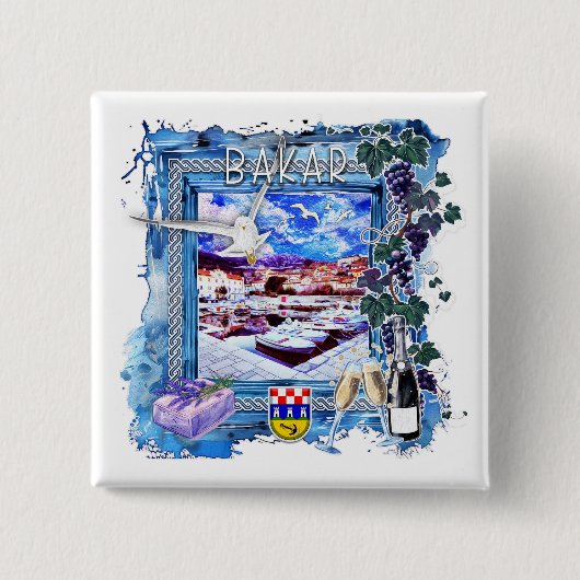 Bakar Vierkante Button 5,1 Cm (Voorkant)