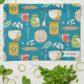 Bake a Cherry Pie op blauwgroen Theedoek (Gevouwen)