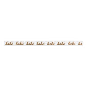 bake bake Chocolate Brown White Brush Script Grosgrain Lint (Voorkant)
