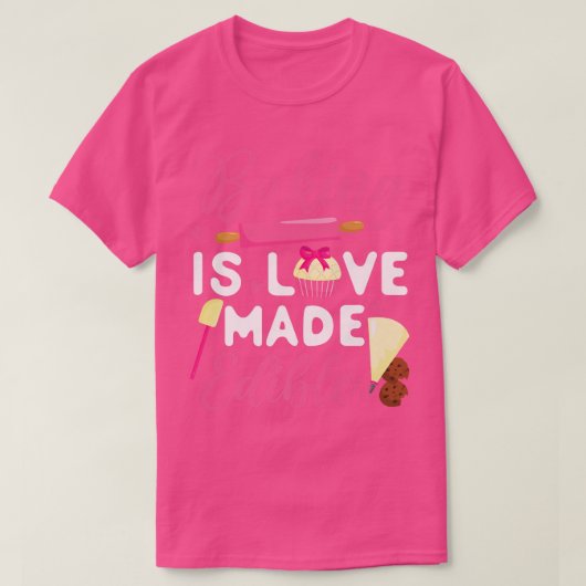 Bake Baking Cupcake Rolling Pin Baking is Love Mad T-shirt (Design voorkant)