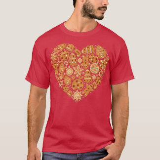 Bake Baking Gingerbrood Man Kerstkoekje Heart T-shirt