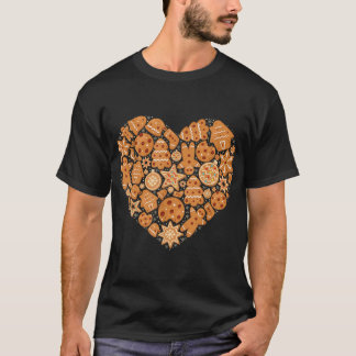 Bake Baking Gingerbrood Man Kerstkoekje Heart T-shirt