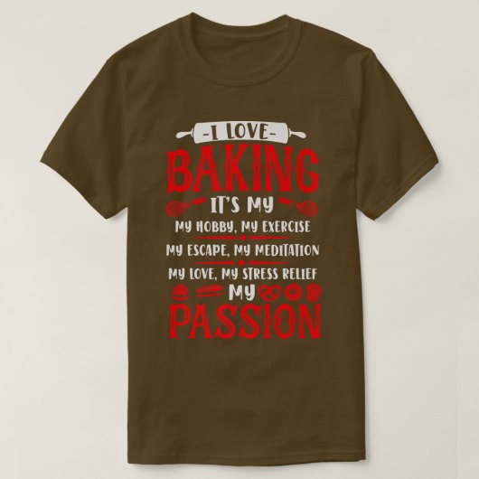 Bake Baking Rolling Pin Whisk T-shirt (Design voorkant)