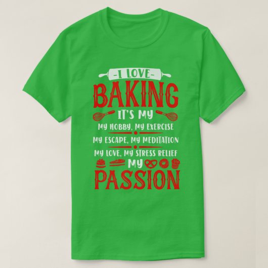 Bake Baking Rolling Pin Whisk T-shirt (Design voorkant)