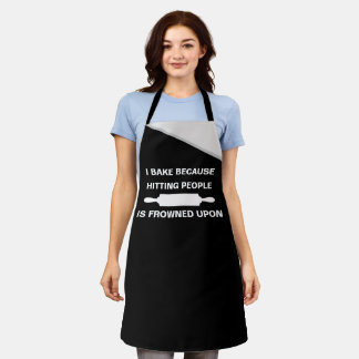 Bake Cuz Hitting People Joke - Funny Baking Apron Schort