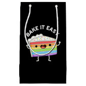 Bake it Easy Funny Cake Pun Dark BG Klein Cadeauzakje (Voorkant)