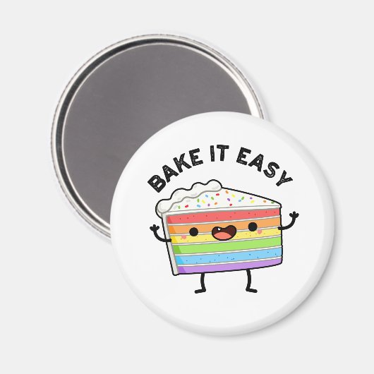 Bake it Easy Funny Cake Pun Magneet (Voorkant / Achterkant)