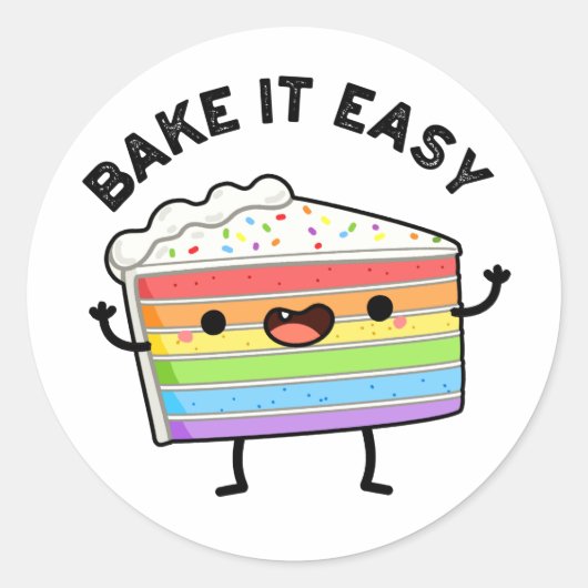 Bake it Easy Funny Cake Pun Ronde Sticker (Voorkant)