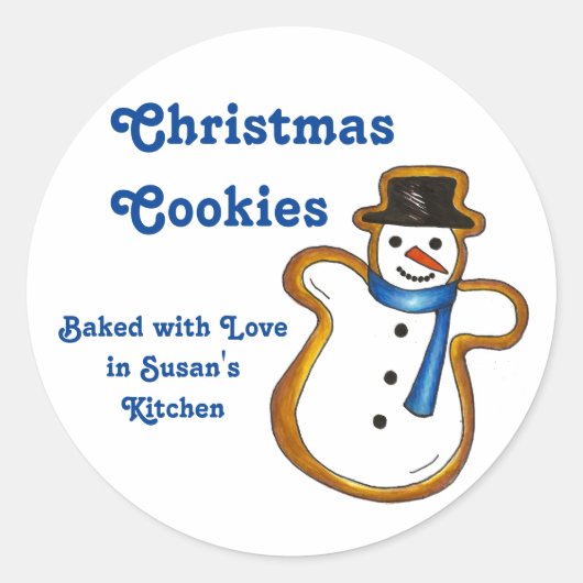 Bake Love Kerstmis Cookie Snowman Winter Ronde Sticker (Voorkant)