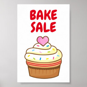 BAKE SALE cupcake-bakbord poster