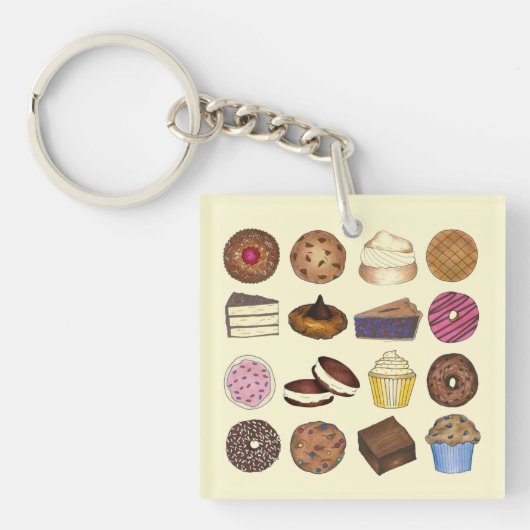 Bake Sale Cupcake Brownie Pie Cake Sleutelhanger (voorkant)