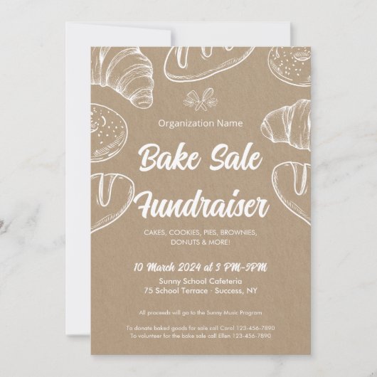 Bake Sale Fondsenwerving Kerk School Gemeenschap Kaart (Voorkant)