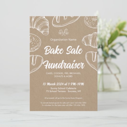 Bake Sale Fondsenwerving Kerk School Gemeenschap Kaart (Staand voorkant)